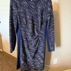 Ralph Lauren Blue and White Patterned Long Sleeve Dress